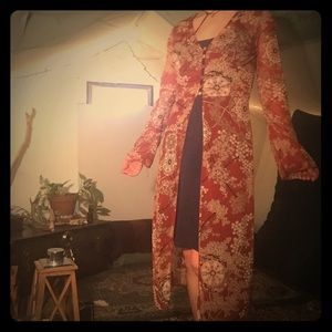 Forever 21 Sheer partial button down duster